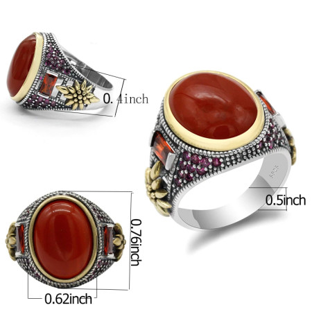 Anillo de Plata de Ley 925 con piedra de ágata roja ovalada rusa para hombre, joyería sólida de compromiso, anillo de boda, talla 8-13