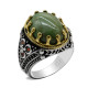 Anillos de plata de ley 925 para hombres, piedra turquesa ovalada y anillo de circón negro para hombres, joyería fina turca de plata antigua Vintage para regalo anillos de piedra turquesa para hombre plata - malaquita tienda 36