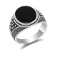 Anillo de Plata de Ley 925 hecho a mano para hombre y mujer, diseño Vintage tailandés de esmalte negro ovalado, joyería de fiesta - malaquita tienda 36