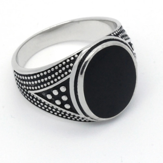 Anillo de Plata de Ley 925 hecho a mano para hombre y mujer, diseño Vintage tailandés de esmalte negro ovalado, joyería de fiesta - malaquita tienda 36