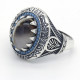 Anillo de Plata de Ley 925 con piedras azules para hombre, anillo grande de piedra Natural, estilo Punk Vintage, turco, hecho a mano, joyería de fiesta - malaquita tienda 36