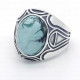 Anillo de piedra para hombre 925 Natural, Plata de ley, piedra azul Original, anillo con diseño de ventana de Dios para hombres, joyería para fiesta turca anillos de piedra turquesa para hombre plata anillo de piedra - malaquita tienda 36