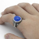 Anillo de plata de ley 100% auténtica para hombre, con piedra de ágata Natural, Círculo de leopardo, piedra de circón negro, anillo de boda de moda - malaquita tienda 36