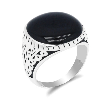 Anillo negro turco de Plata de Ley 925 para hombre y mujer, anillo esmaltado negro, diseño tallado Vintage Original, joyería Anillo negro turco de Plata de Ley 925 para hombre y mujer, anillo esmaltado negro, diseño tallado Vintage Original, joyería