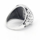 Anillo negro turco de Plata de Ley 925 para hombre y mujer, anillo esmaltado negro, diseño tallado Vintage Original, joyería - malaquita tienda 36