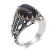 Anillo de Plata de Ley 925 con diseño de ágata Natural para hombre, sortija ovalada, estilo Punk, gota de agua, joyería hecha a mano - malaquita tienda 36