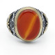 Anillo de Plata de Ley 925 con forma de águila para hombre, sortija ovalada, color rojo, piedra Natural, estilo Punk, Size8-13 - malaquita tienda 36