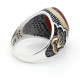 Anillo de Plata de Ley 925 con forma de águila para hombre, sortija ovalada, color rojo, piedra Natural, estilo Punk, Size8-13 - malaquita tienda 36