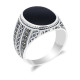 Anillo de Plata de Ley 925 auténtica para hombre, anillo ovalado grande de esmalte negro para hombre, estilo Retro Vintage, joyería turca hecha a mano, regalo - malaquita tienda 36