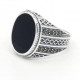 Anillo de Plata de Ley 925 auténtica para hombre, anillo ovalado grande de esmalte negro para hombre, estilo Retro Vintage, joyería turca hecha a mano, regalo - malaquita tienda 36