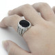 Anillo de Plata de Ley 925 auténtica para hombre, anillo ovalado grande de esmalte negro para hombre, estilo Retro Vintage, joyería turca hecha a mano, regalo - malaquita tienda 36
