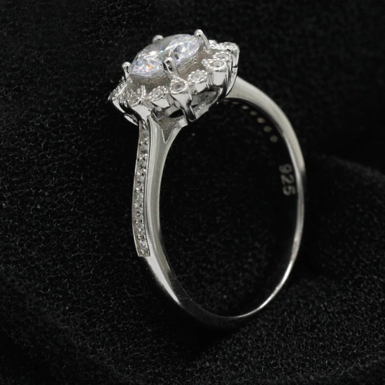Anillos de plata 925 para mujer, joyería elegante de belleza para mujer, anillo grande de flor de CZ, joyería de moda, regalo, anillos de boda finos - malaquita tienda 36