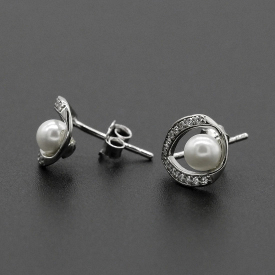 Pendientes pequeños de Zirconia cúbica para mujer, aretes pequeños y elegantes con perlas naturales de agua dulce, de alta calidad - malaquita tienda 36