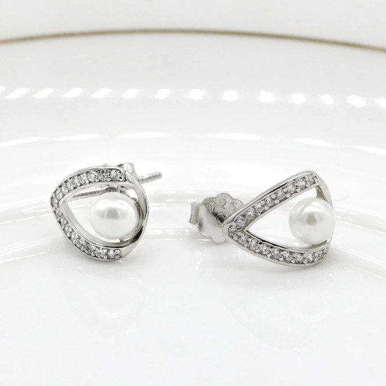 Pendientes pequeños de Zirconia cúbica para mujer, aretes pequeños y elegantes con perlas naturales de agua dulce, de alta calidad - malaquita tienda 36