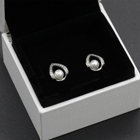 Pendientes pequeños de Zirconia cúbica para mujer, aretes pequeños y elegantes con perlas naturales de agua dulce, de alta calidad - malaquita tienda 36