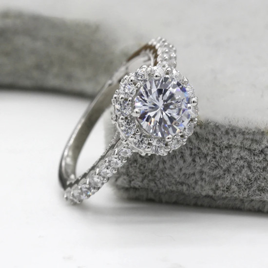 Anillos de plata de ley 925 para mujer, anillo de boda deslumbrante de circonita cúbica, estilo clásico, joyería fina - malaquita tienda 36