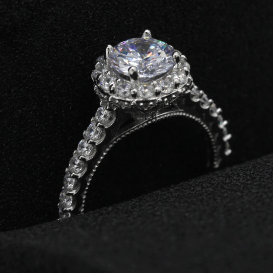 Anillos de plata de ley 925 para mujer, anillo de boda deslumbrante de circonita cúbica, estilo clásico, joyería fina - malaquita tienda 36