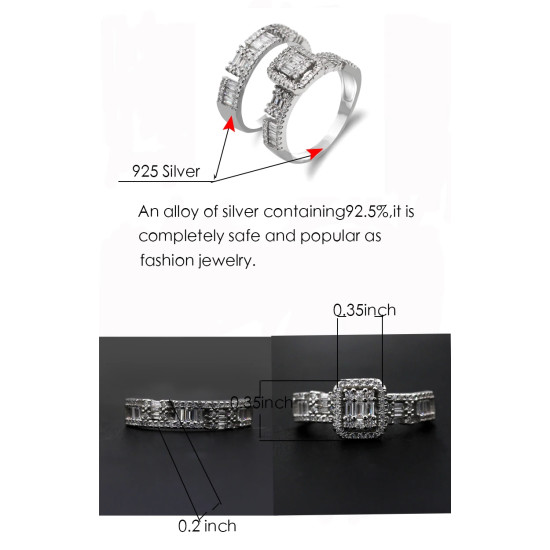 Deslumbrante anillo de Plata de Ley 925 de 2 uds. De piedra CZ, conjunto de anillos de compromiso/boda para mujer, diseño único, joyería de alta calidad fina - malaquita tienda 36