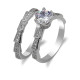 Juego de 2 uds de anillos redondos de Plata de Ley 925 auténtica CZ Stone para mujer, estilo clásico elegante, regalo de joyería de compromiso a la moda - malaquita tienda 36