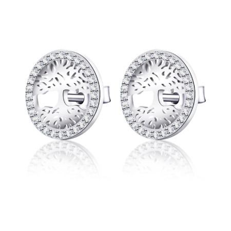 Pendientes de árbol de Plata de Ley 925 para mujer, aretes de árbol de la vida, simples, joyería fina hecha a mano Pendientes de árbol de Plata de Ley 925 para mujer, aretes de árbol de la vida, simples, joyería fina hecha a mano