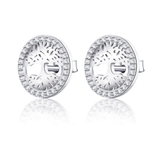 Pendientes de árbol de Plata de Ley 925 para mujer, aretes de árbol de la vida, simples, joyería fina hecha a mano - malaquita tienda 36
