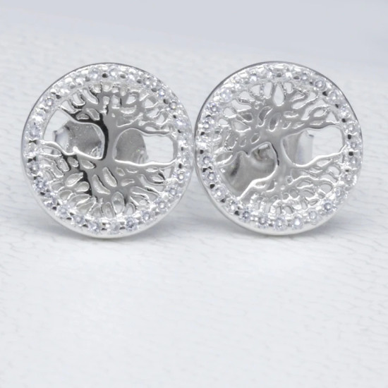 Pendientes de árbol de Plata de Ley 925 para mujer, aretes de árbol de la vida, simples, joyería fina hecha a mano - malaquita tienda 36