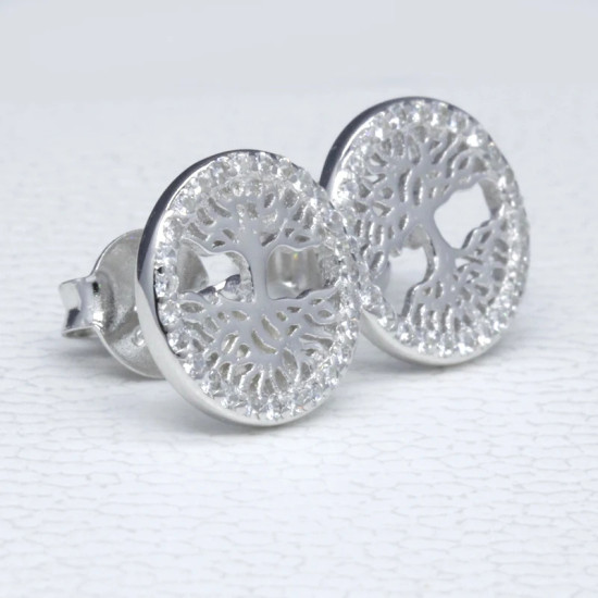Pendientes de árbol de Plata de Ley 925 para mujer, aretes de árbol de la vida, simples, joyería fina hecha a mano - malaquita tienda 36