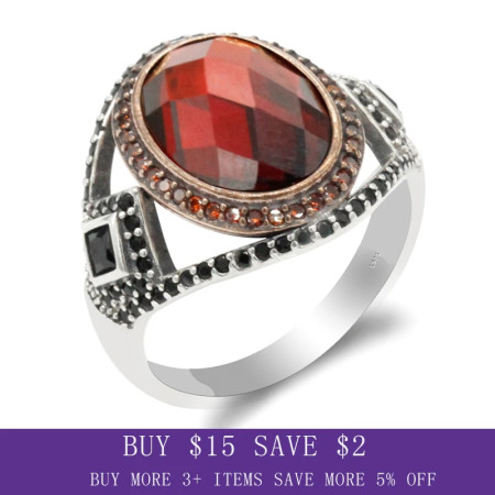 Anillo de plata de ley S925 para hombre, joyería hecha a mano de circón con gema roja ovalada, regalo Vintage para el Día de San Valentín Anillo de plata de ley S925 para hombre, joyería hecha a mano de circón con gema roja ovalada, regalo Vintage para el Día de San Valentín