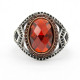 Anillo de plata de ley S925 para hombre, joyería hecha a mano de circón con gema roja ovalada, regalo Vintage para el Día de San Valentín - malaquita tienda 36