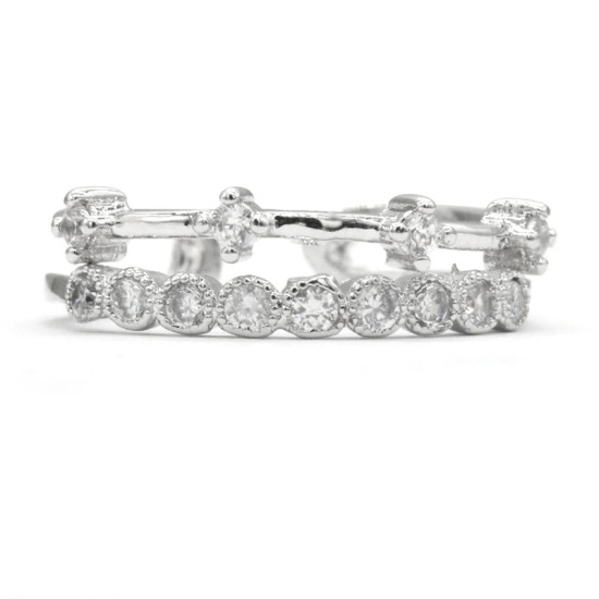 Anillos multicapa de diseño bonito para mujer, anillos de circonia cúbica Simple y elegante, anillos de dedo de tamaño ajustable, regalo de joyería - malaquita tienda 36