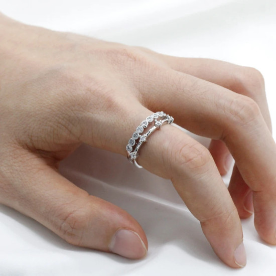 Anillos multicapa de diseño bonito para mujer, anillos de circonia cúbica Simple y elegante, anillos de dedo de tamaño ajustable, regalo de joyería - malaquita tienda 36
