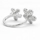 Anillos abiertos de doble flor para mujer, anillos de dedo de tamaño ajustable para mujer, estilo romántico, deslumbrante, piedra CZ, joyería de moda - malaquita tienda 36