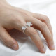 Anillos abiertos de doble flor para mujer, anillos de dedo de tamaño ajustable para mujer, estilo romántico, deslumbrante, piedra CZ, joyería de moda - malaquita tienda 36