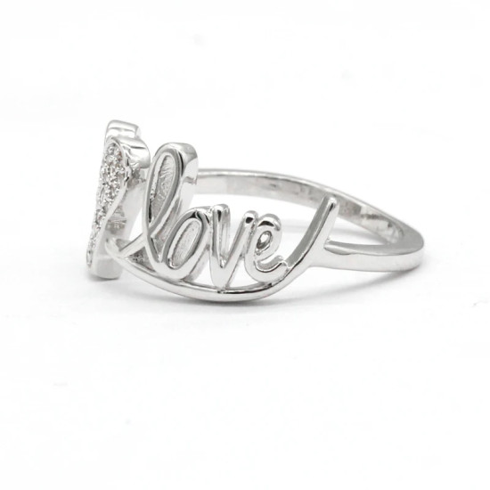 Anillos abiertos con forma de corazón para mujer, anillos de boda con letras de estilo romántico, tamaño ajustable, deslumbrante, CZ, joyería de moda - malaquita tienda 36