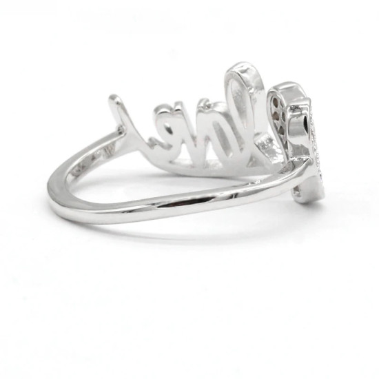 Anillos abiertos con forma de corazón para mujer, anillos de boda con letras de estilo romántico, tamaño ajustable, deslumbrante, CZ, joyería de moda - malaquita tienda 36
