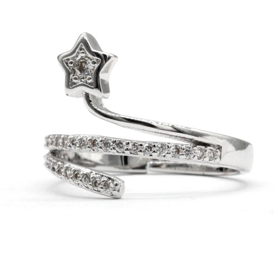 Anillos abiertos de circonia cúbica para mujer, joyería elegante con estrella elevada, estilo de moda, deslumbrante, para compromiso/boda - malaquita tienda 36