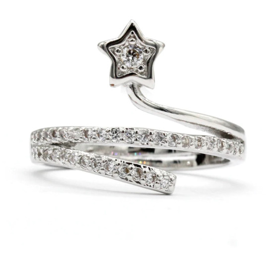 Anillos abiertos de circonia cúbica para mujer, joyería elegante con estrella elevada, estilo de moda, deslumbrante, para compromiso/boda - malaquita tienda 36
