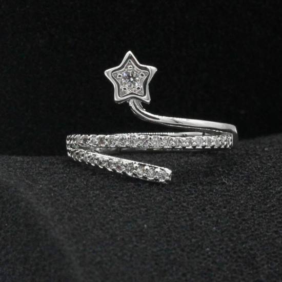 Anillos abiertos de circonia cúbica para mujer, joyería elegante con estrella elevada, estilo de moda, deslumbrante, para compromiso/boda - malaquita tienda 36