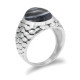 Anillo de Plata de Ley 925 para hombre, piedra de ágata negra, ojo Natural, Punk, Vintage, joyería de fiesta, regalo de joyería fina - malaquita tienda 36