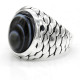 Anillo de Plata de Ley 925 para hombre, piedra de ágata negra, ojo Natural, Punk, Vintage, joyería de fiesta, regalo de joyería fina - malaquita tienda 36
