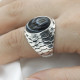 Anillo de Plata de Ley 925 para hombre, piedra de ágata negra, ojo Natural, Punk, Vintage, joyería de fiesta, regalo de joyería fina - malaquita tienda 36