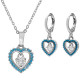 Conjuntos de joyería fina de Plata de Ley 925, collar llamativo de turquesa y CZ, pendientes con forma de corazón, estilo romántico, regalo de joyería de boda - malaquita tienda 36