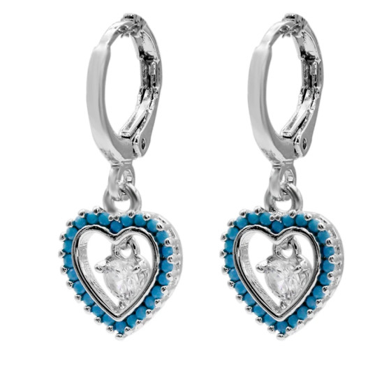 Conjuntos de joyería fina de Plata de Ley 925, collar llamativo de turquesa y CZ, pendientes con forma de corazón, estilo romántico, regalo de joyería de boda - malaquita tienda 36