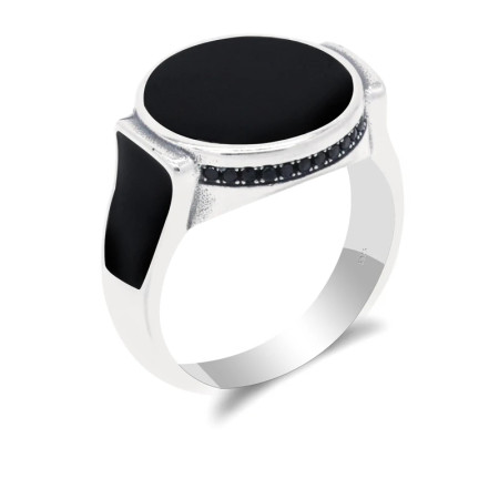 Anillo turco de Plata de Ley 925 auténtica para mujer, joya tailandesa de esmalte negro, estilo clásico, joyería fina de alta calidad Anillo turco de Plata de Ley 925 auténtica para mujer, joya tailandesa de esmalte negro, estilo clásico, joyería fina de alta calidad
