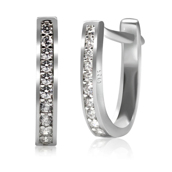 Pendientes de aro de piedra CZ deslumbrantes, pendientes de plata de ley 925 para mujeres y niñas, pendientes de plata tailandesa de estilo clásico, joyería fina - malaquita tienda 36