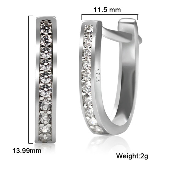 Pendientes de aro de piedra CZ deslumbrantes, pendientes de plata de ley 925 para mujeres y niñas, pendientes de plata tailandesa de estilo clásico, joyería fina - malaquita tienda 36