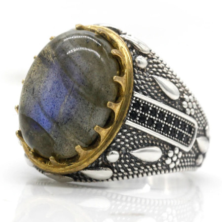 Anillo de Plata de Ley 925 con piedra lunar Natural para hombre, sortija de dedo estilo Punk, gota de agua, buena suerte, joyería hecha a mano, regalo de boda