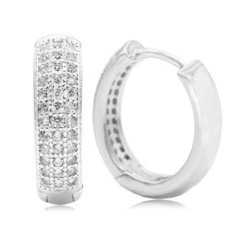 Pendientes de aro de Plata de Ley 925 con piedra CZ para mujer, arete de boda de diseño Simple clásico, joyería de moda, regalo Pendientes de aro de Plata de Ley 925 con piedra CZ para mujer, arete de boda de diseño Simple clásico, joyería de moda, regalo