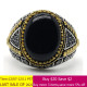 Anillo de Plata de Ley 925 con piedra de ágata Natural negra para hombre, joyería turca hecha a mano, Shofar, súper genial - malaquita tienda 36
