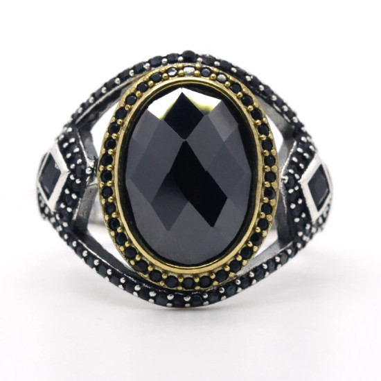 Metalmadman-anillos de plata 925 para hombre, piedra CZ Natural grande con forma de W, anillos de boda/Patry, joyería fina de diseño único de alta calidad - malaquita tienda 36